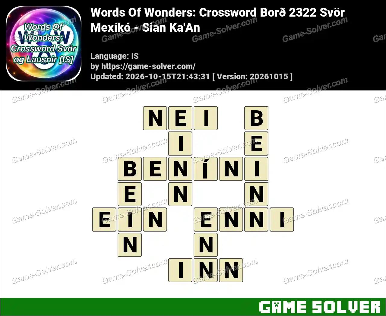 Words Of Wonders: Crossword Borð 2322 Svör – Mexíkó – Sian Ka’An